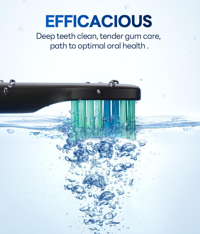 Bymore Electric Toothbrush for Adults, Sonic Rechargeable Toothbrush with 8 Brush Heads, 330-Day Battery, 5 Cleaning Modes & 2-Min Timer, Travel-Friendly Ultra Clean Design – Black - Image 5